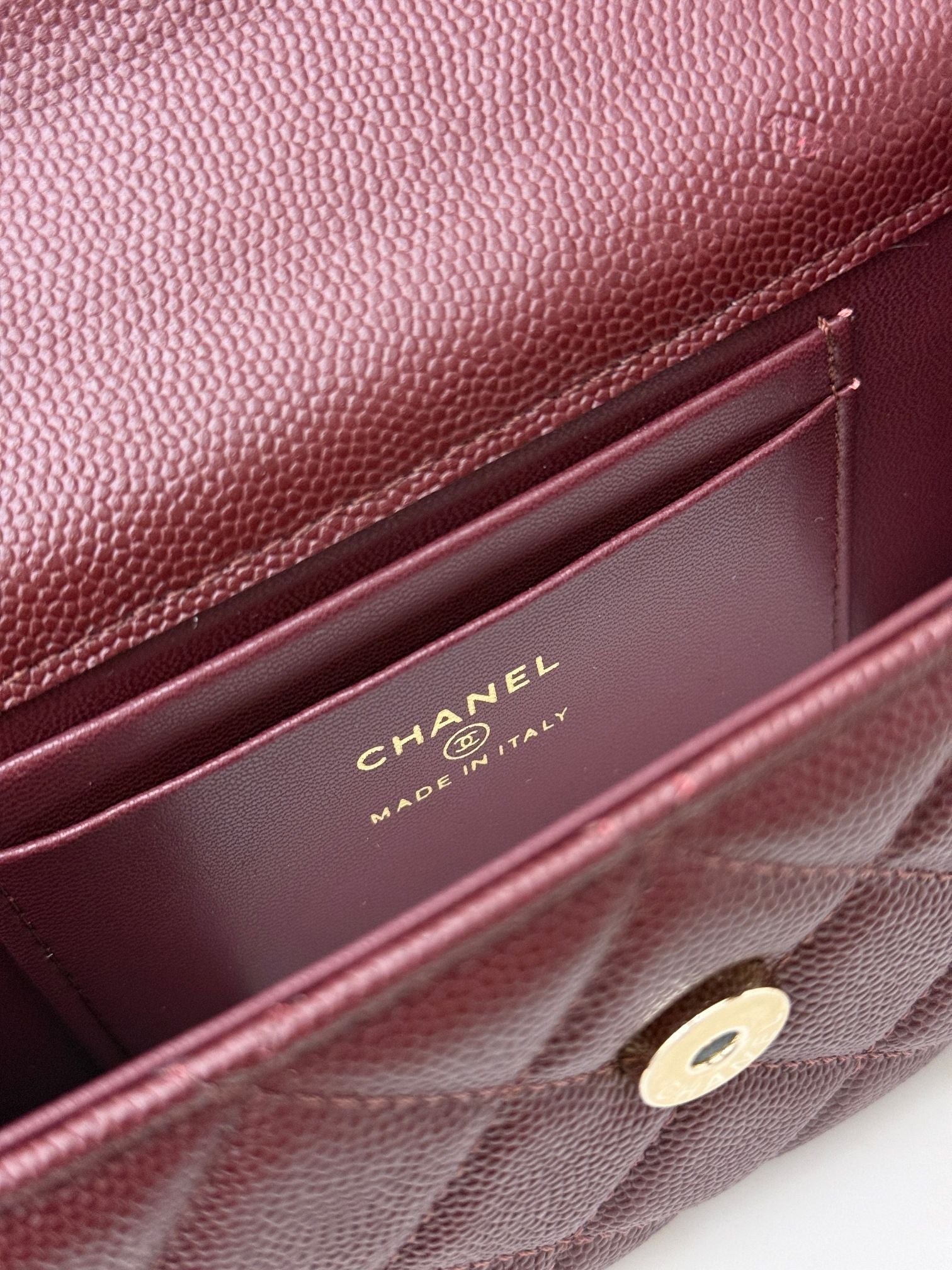 Chanel 25S Caviar Leather Kelly Handle Bag — Burgundy