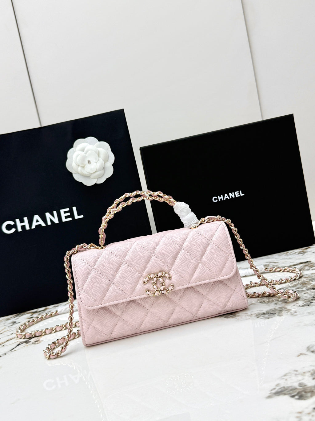 Chanel 25S Caviar Leather Kelly Handle Bag — Sakura Pink