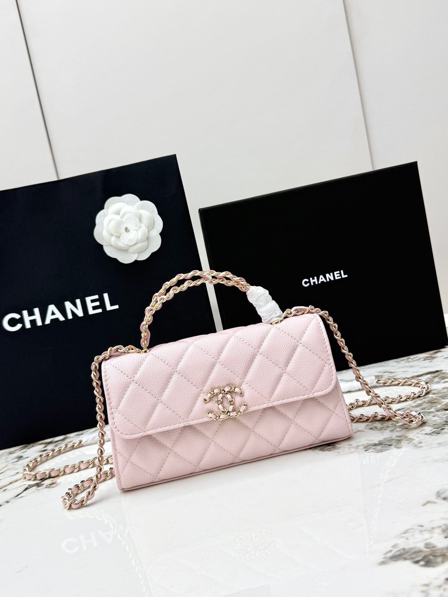 Chanel 25S Caviar Leather Kelly Handle Bag — Sakura Pink