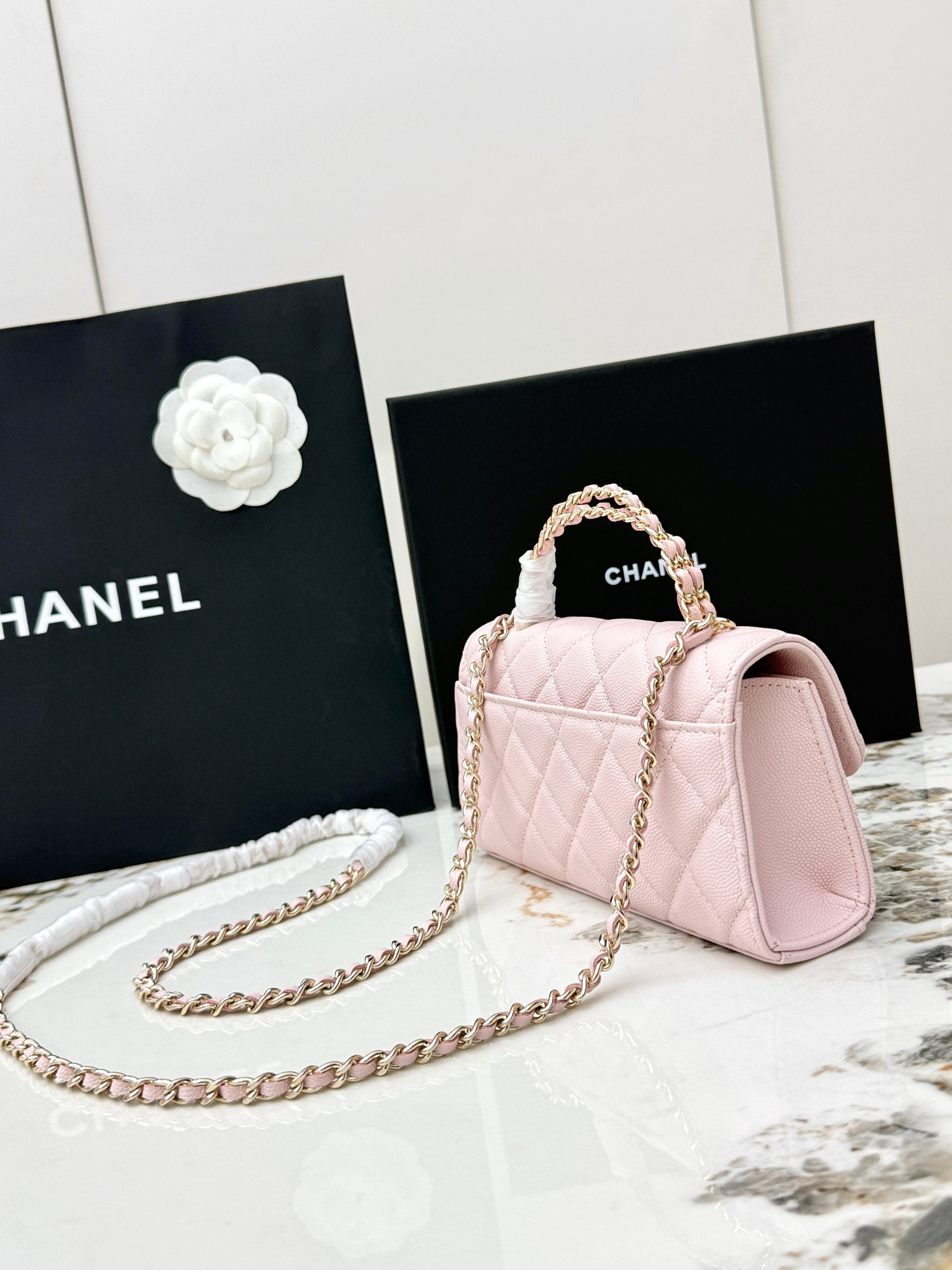 Chanel 25S Caviar Leather Kelly Handle Bag — Sakura Pink