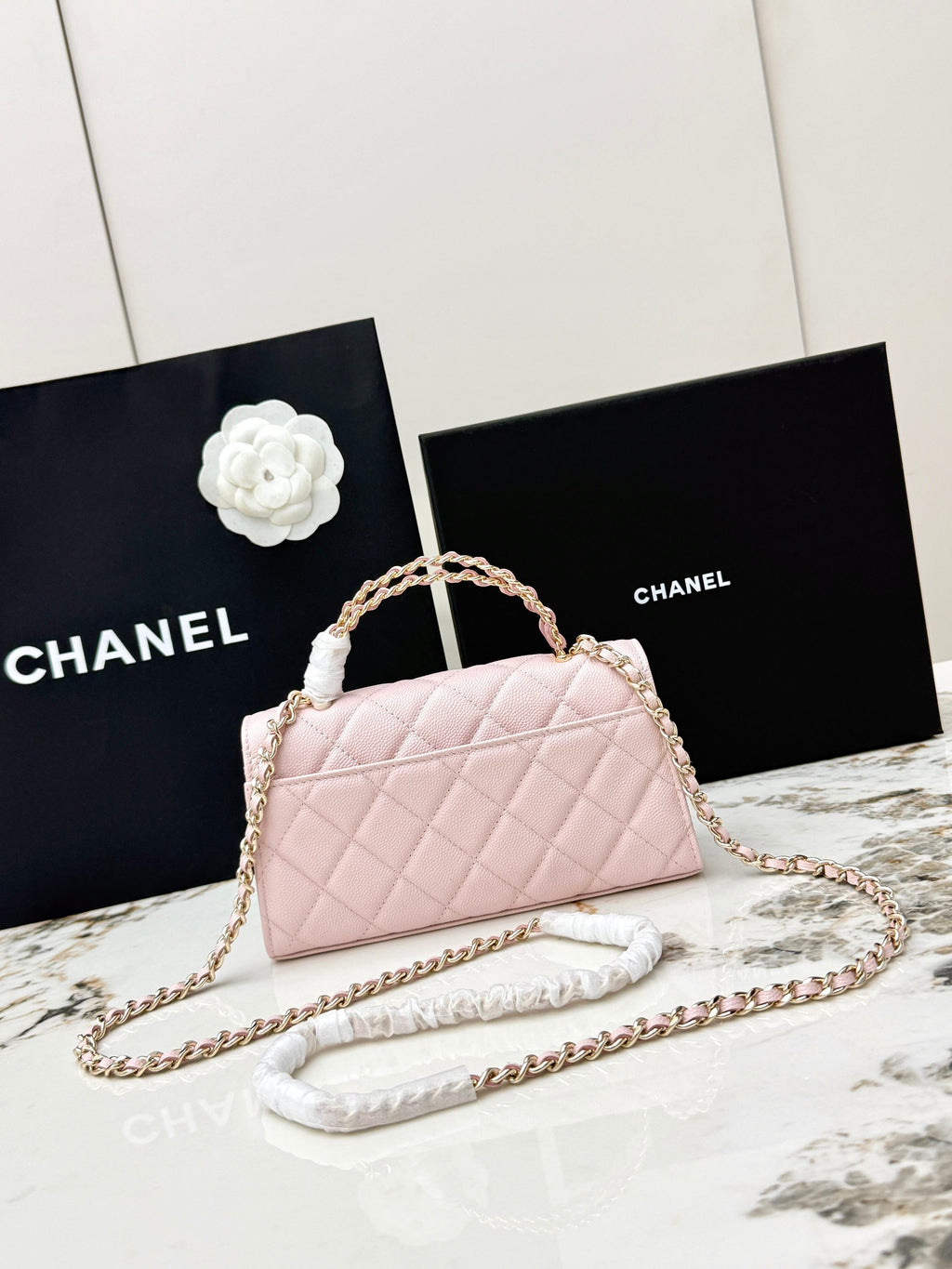 Chanel 25S Caviar Leather Kelly Handle Bag — Sakura Pink