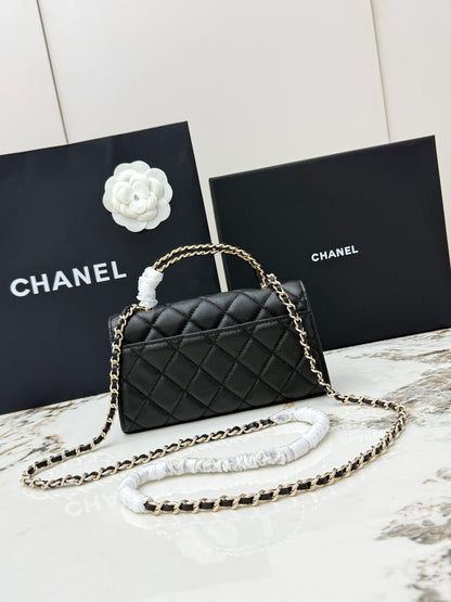Chanel 25S Caviar Leather Kelly Handle Bag — Matte Black