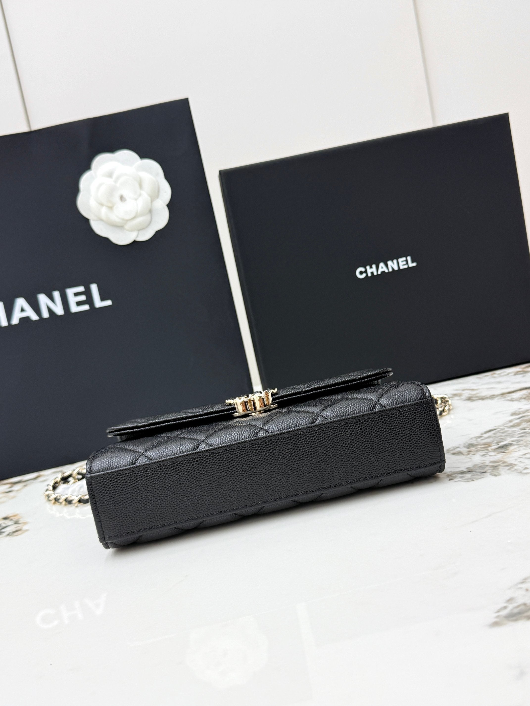 Chanel 25S Caviar Leather Kelly Handle Bag — Matte Black