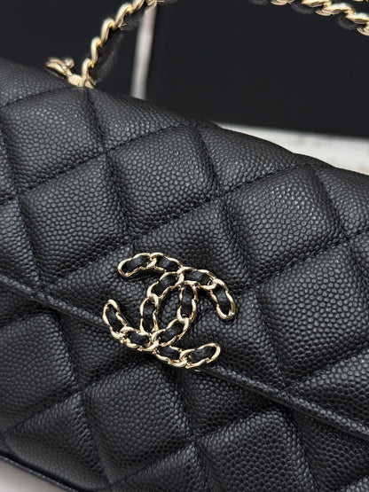 Chanel 25S Caviar Leather Kelly Handle Bag — Matte Black