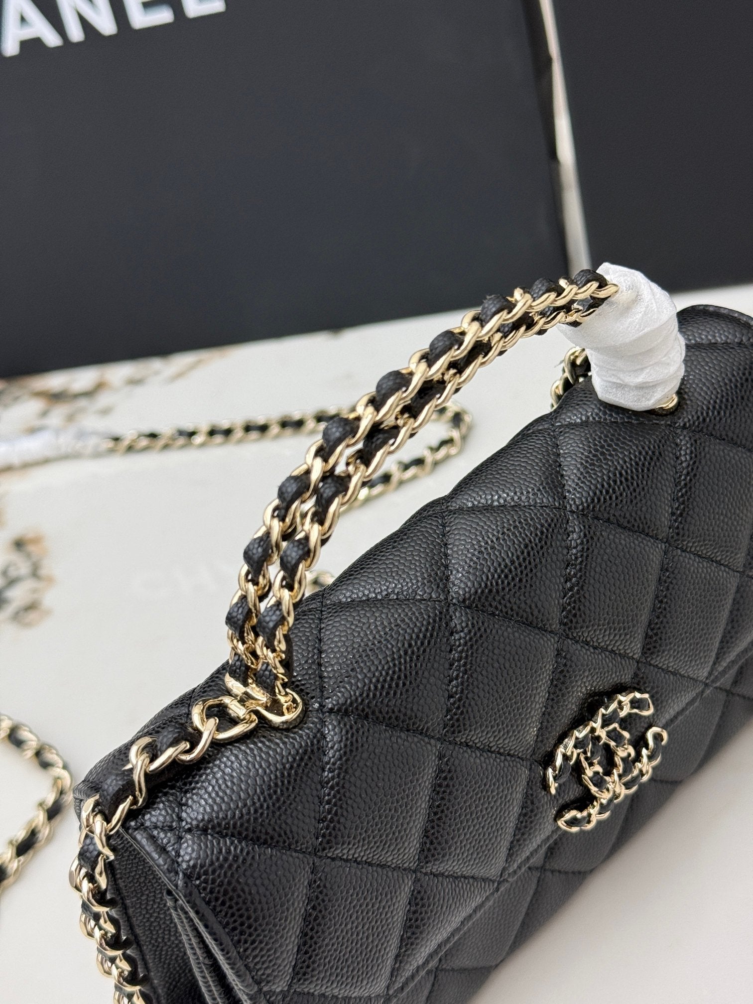 Chanel 25S Caviar Leather Kelly Handle Bag — Matte Black
