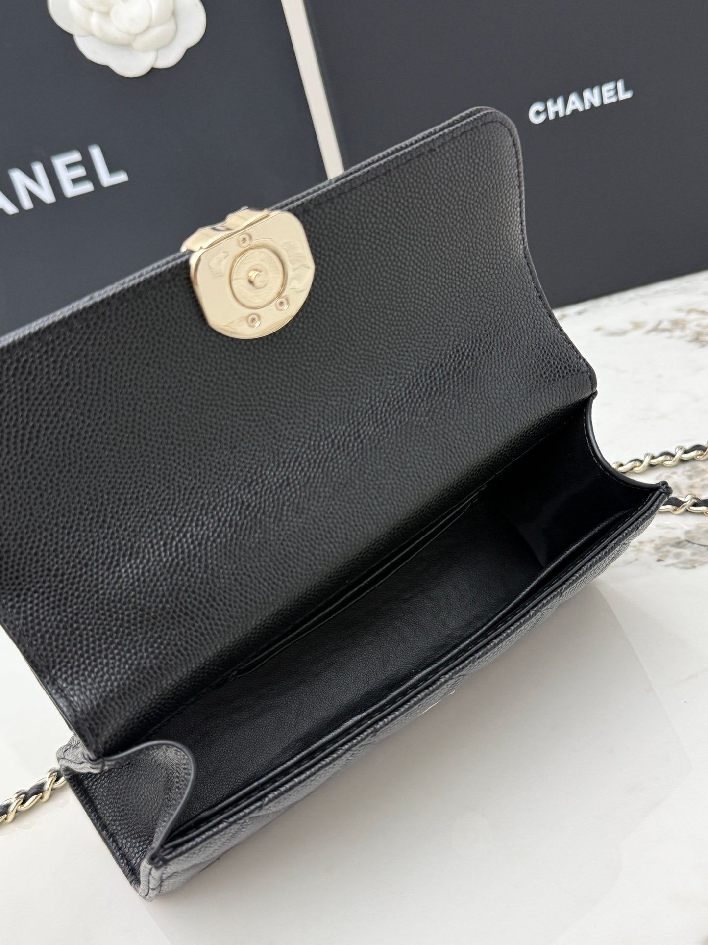 Chanel 25S Caviar Leather Kelly Handle Bag — Matte Black