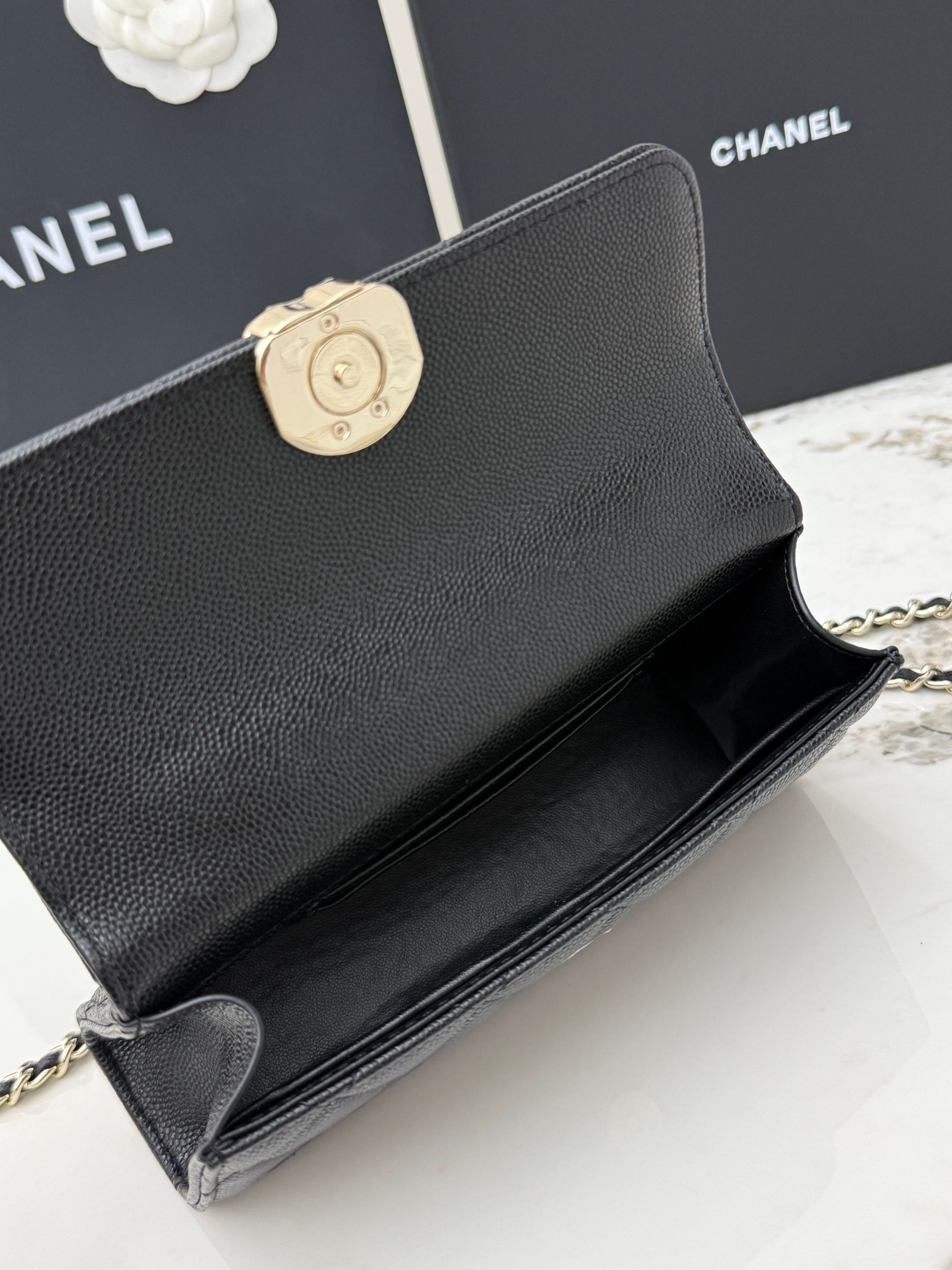 Chanel 25S Caviar Leather Kelly Handle Bag — Matte Black