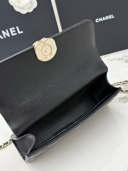 Chanel 25S Caviar Leather Kelly Handle Bag — Matte Black