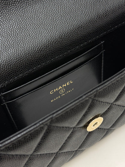 Chanel 25S Caviar Leather Kelly Handle Bag — Matte Black