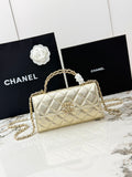 Chanel 25S Caviar Leather Kelly Handle Bag — Gold