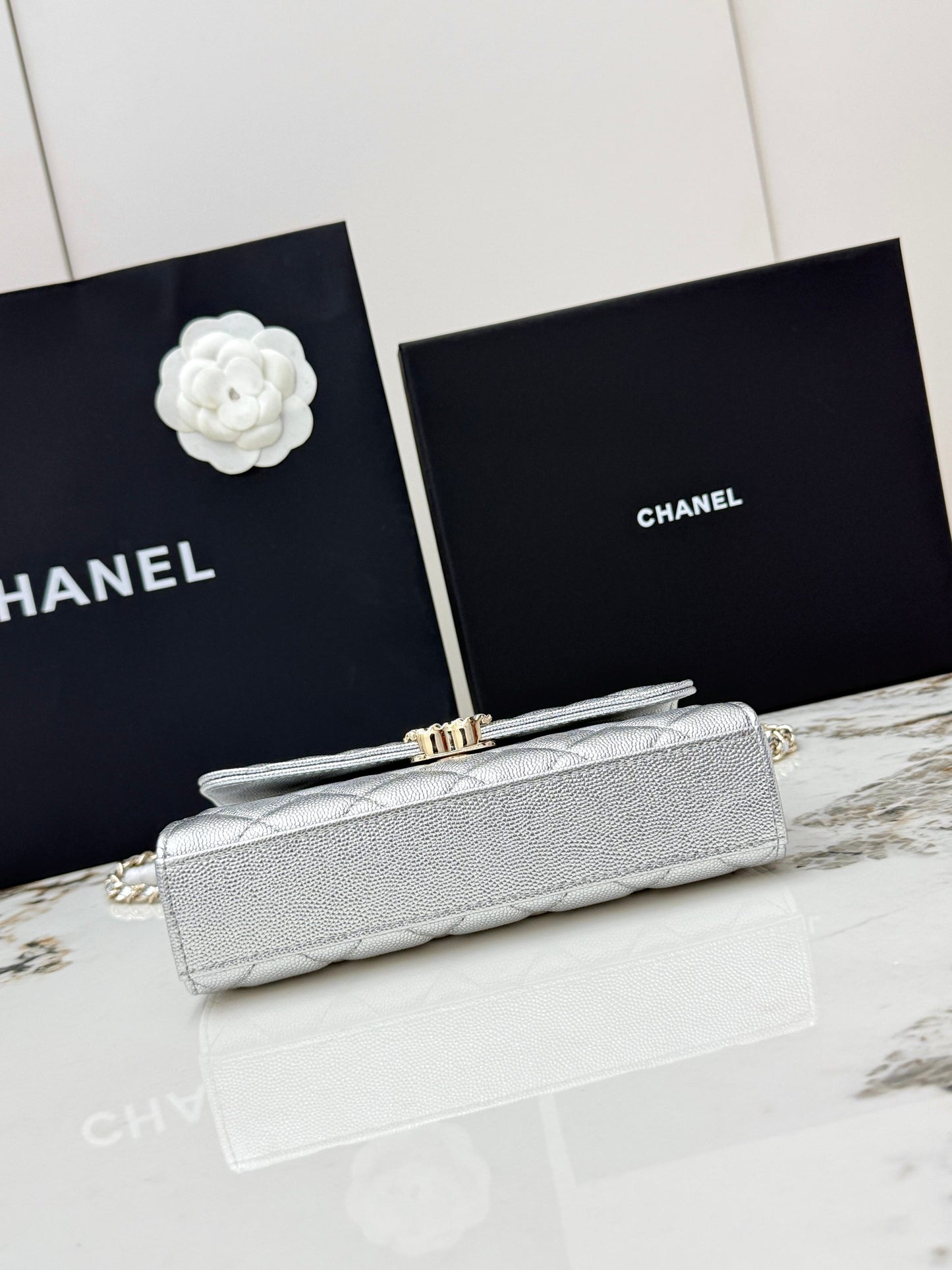 Chanel 25S Caviar Leather Kelly Handle Bag — Glacier Silver