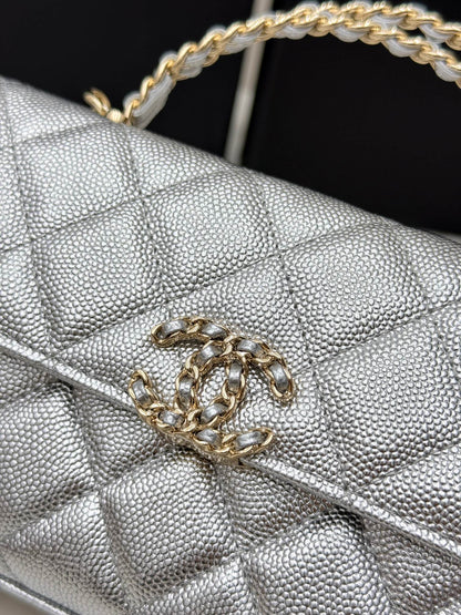 Chanel 25S Caviar Leather Kelly Handle Bag — Glacier Silver
