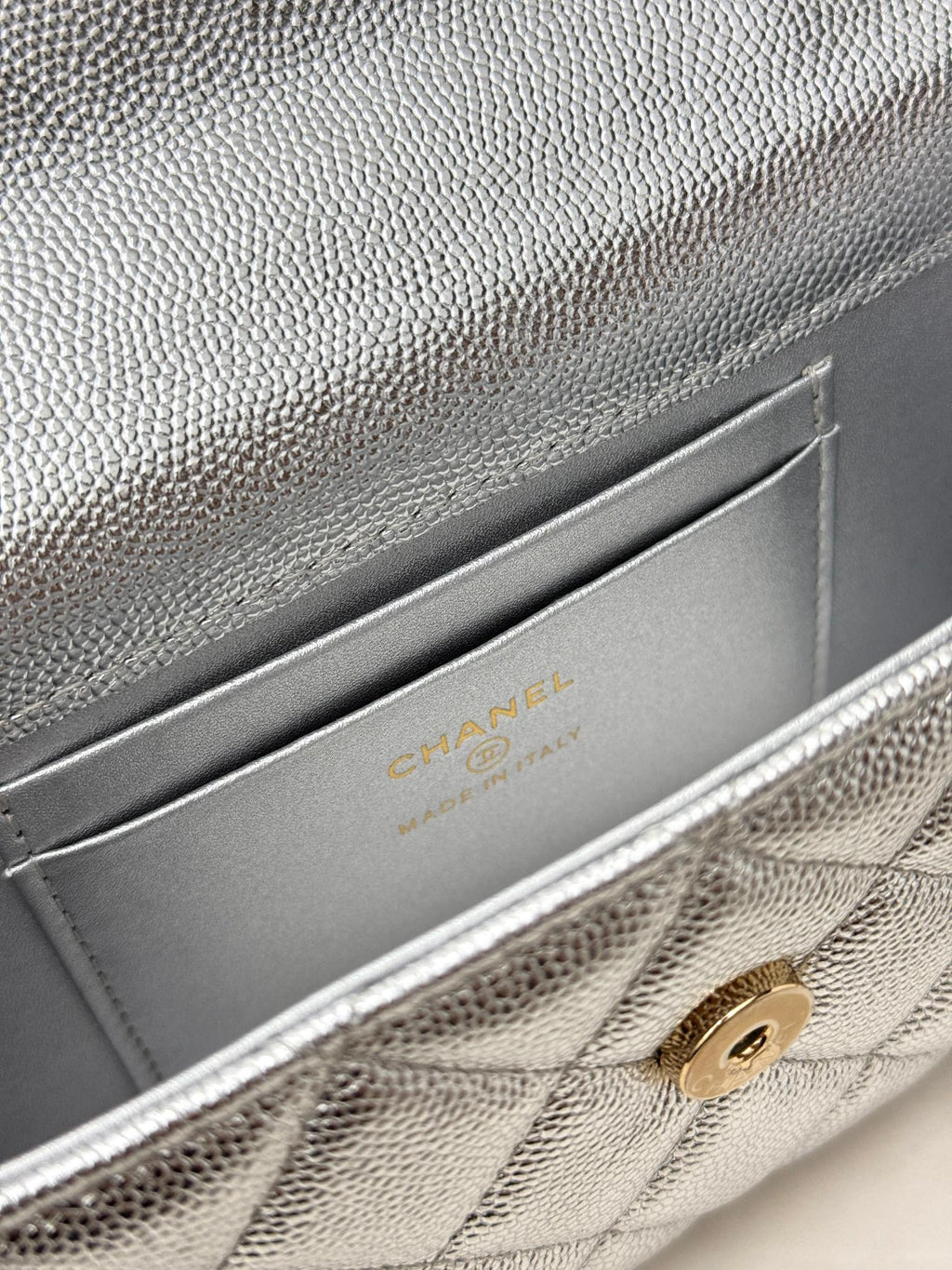 Chanel 25S Caviar Leather Kelly Handle Bag — Glacier Silver