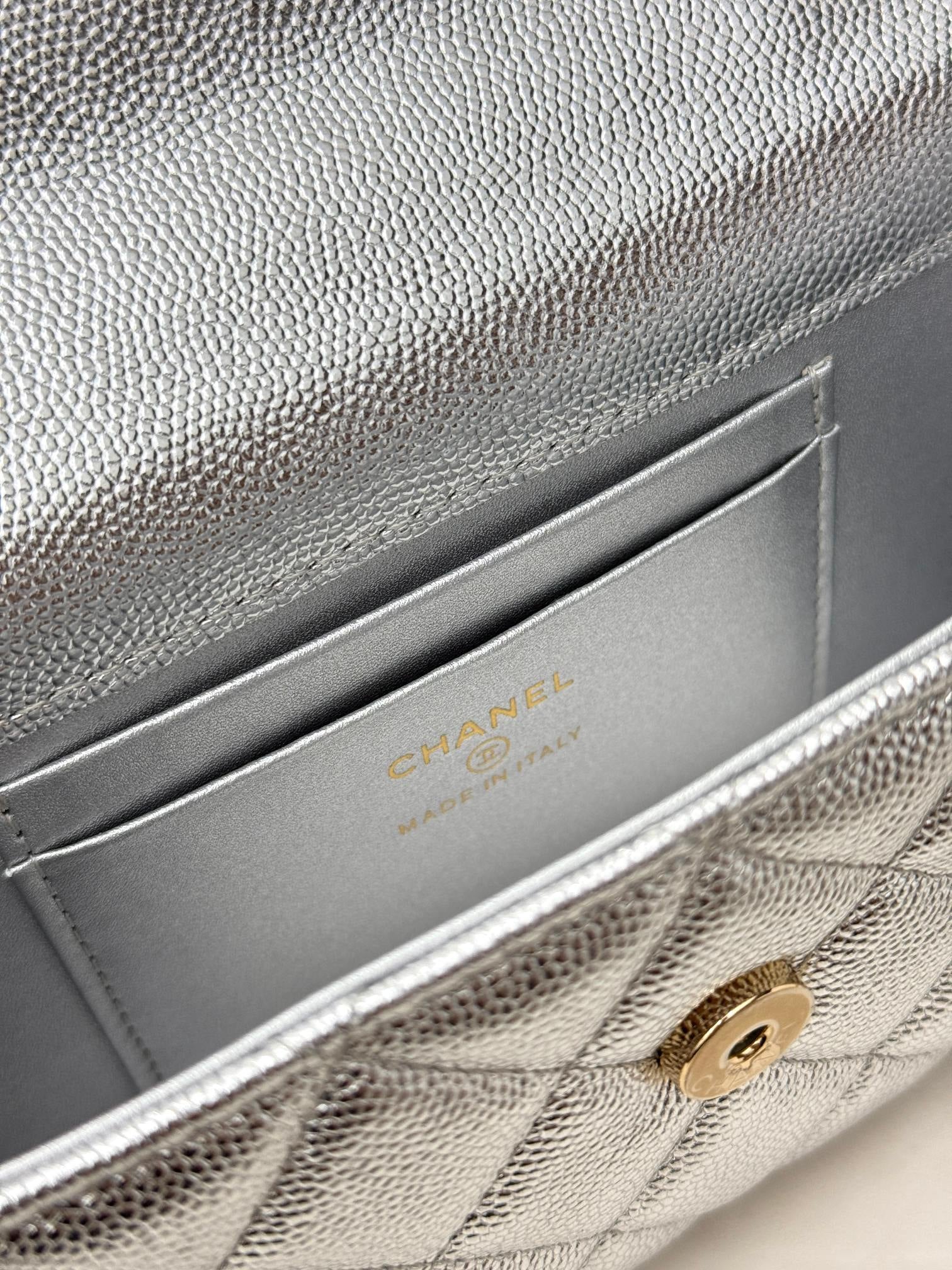 Chanel 25S Caviar Leather Kelly Handle Bag — Glacier Silver