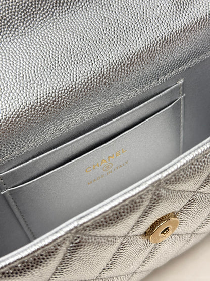 Chanel 25S Caviar Leather Kelly Handle Bag — Glacier Silver