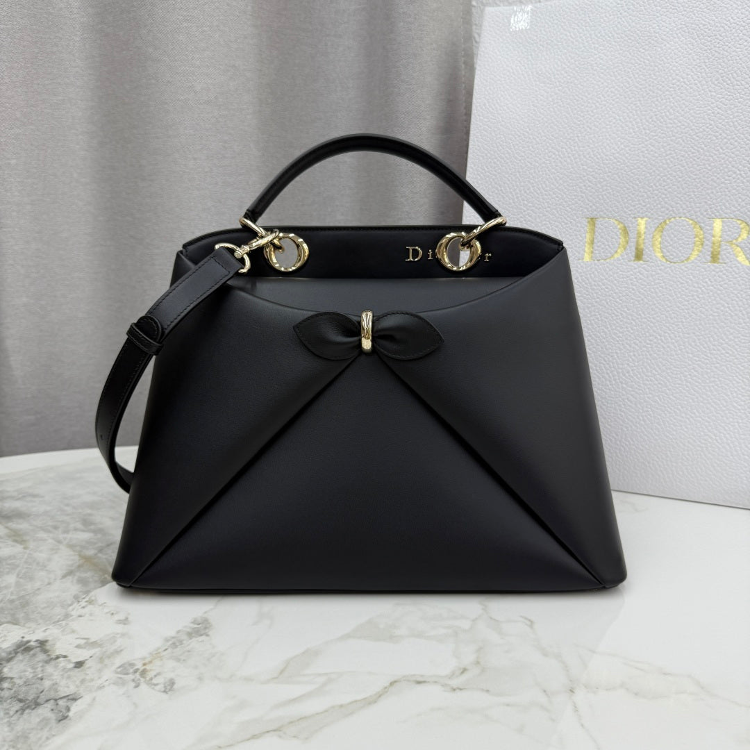 Dior 2026 Spring/Summer Bow Handbag — Black with Gold Hardware