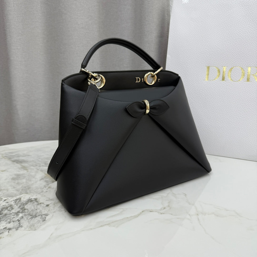 Dior 2026 Spring/Summer Bow Handbag — Black with Gold Hardware