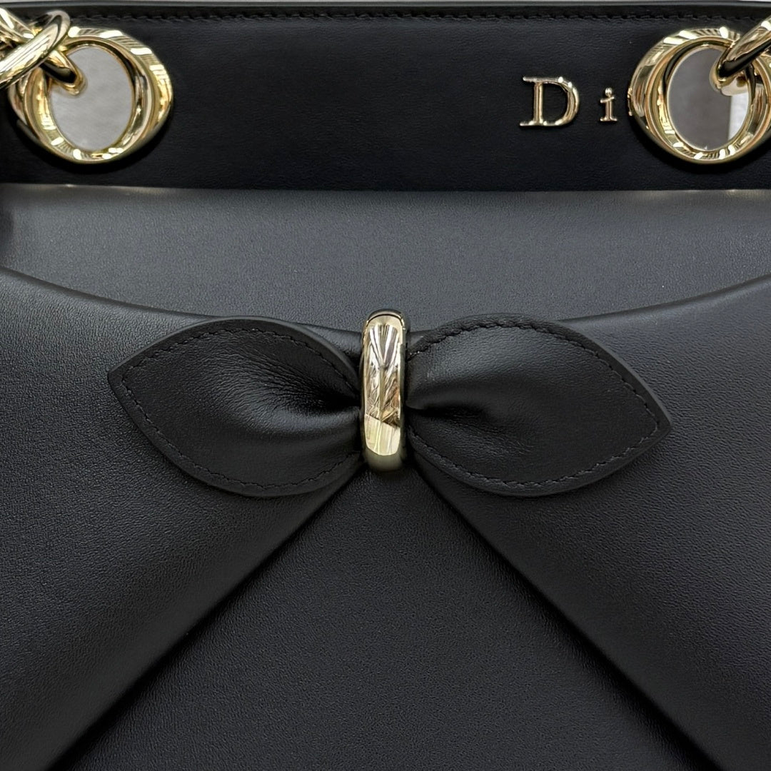 Dior 2026 Spring/Summer Bow Handbag — Black with Gold Hardware