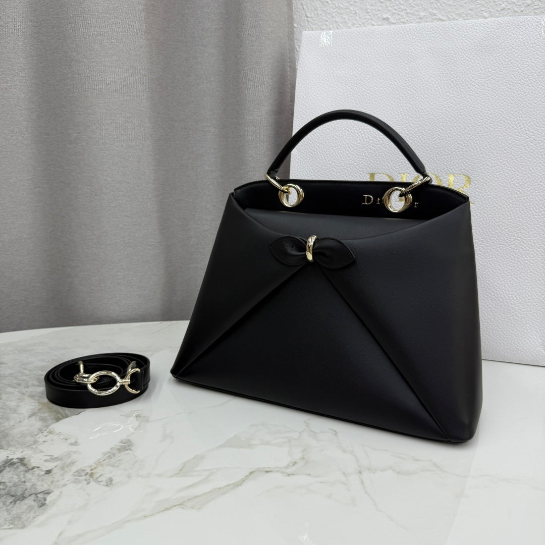 Dior 2026 Spring/Summer Bow Handbag — Black with Gold Hardware