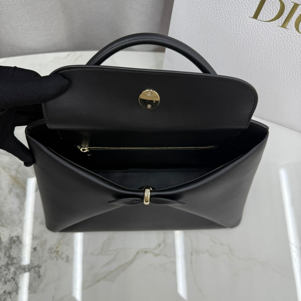 Dior 2026 Spring/Summer Bow Handbag — Black with Gold Hardware