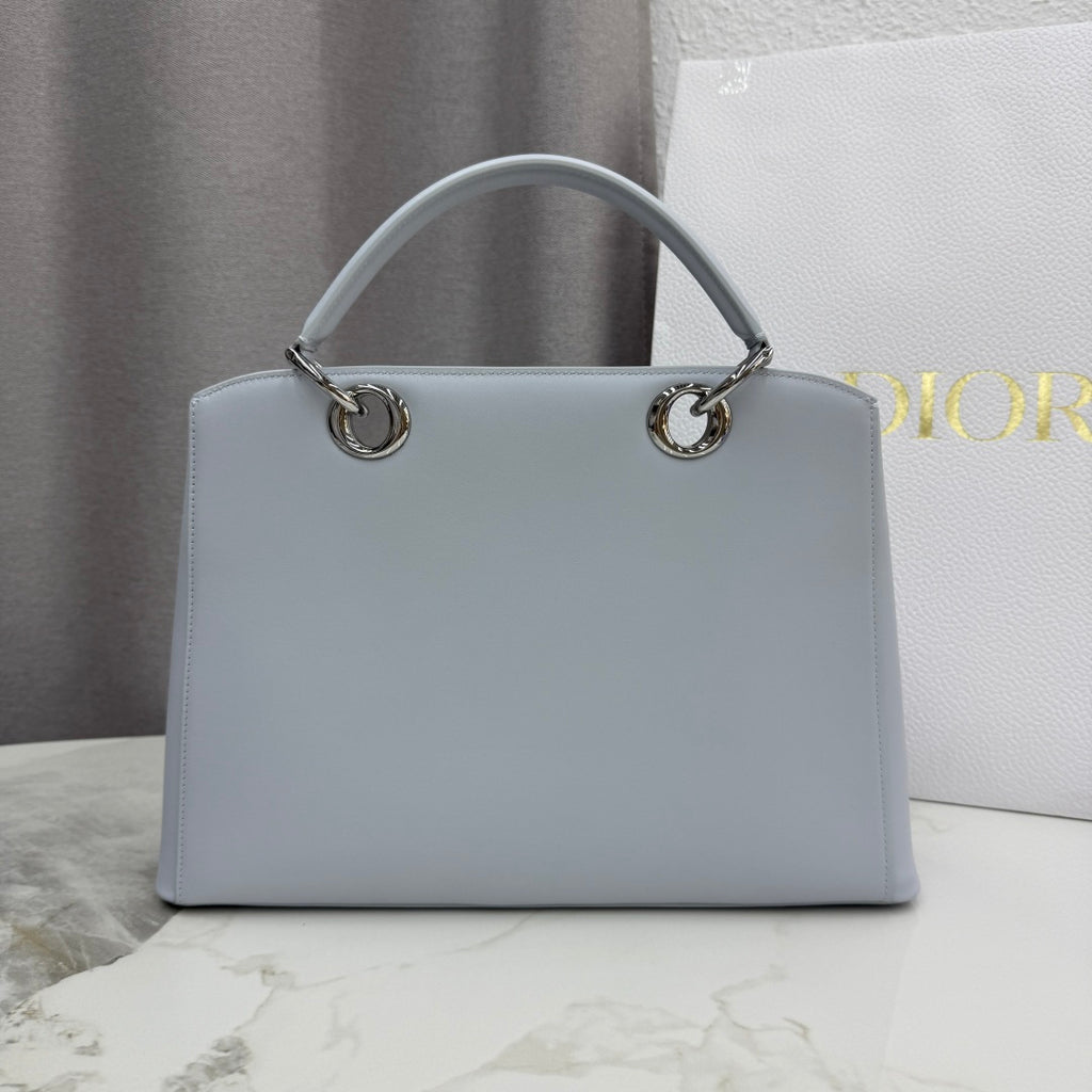 Dior 2026 Spring/Summer Bow Handbag — Ice Blue with Silver Hardware