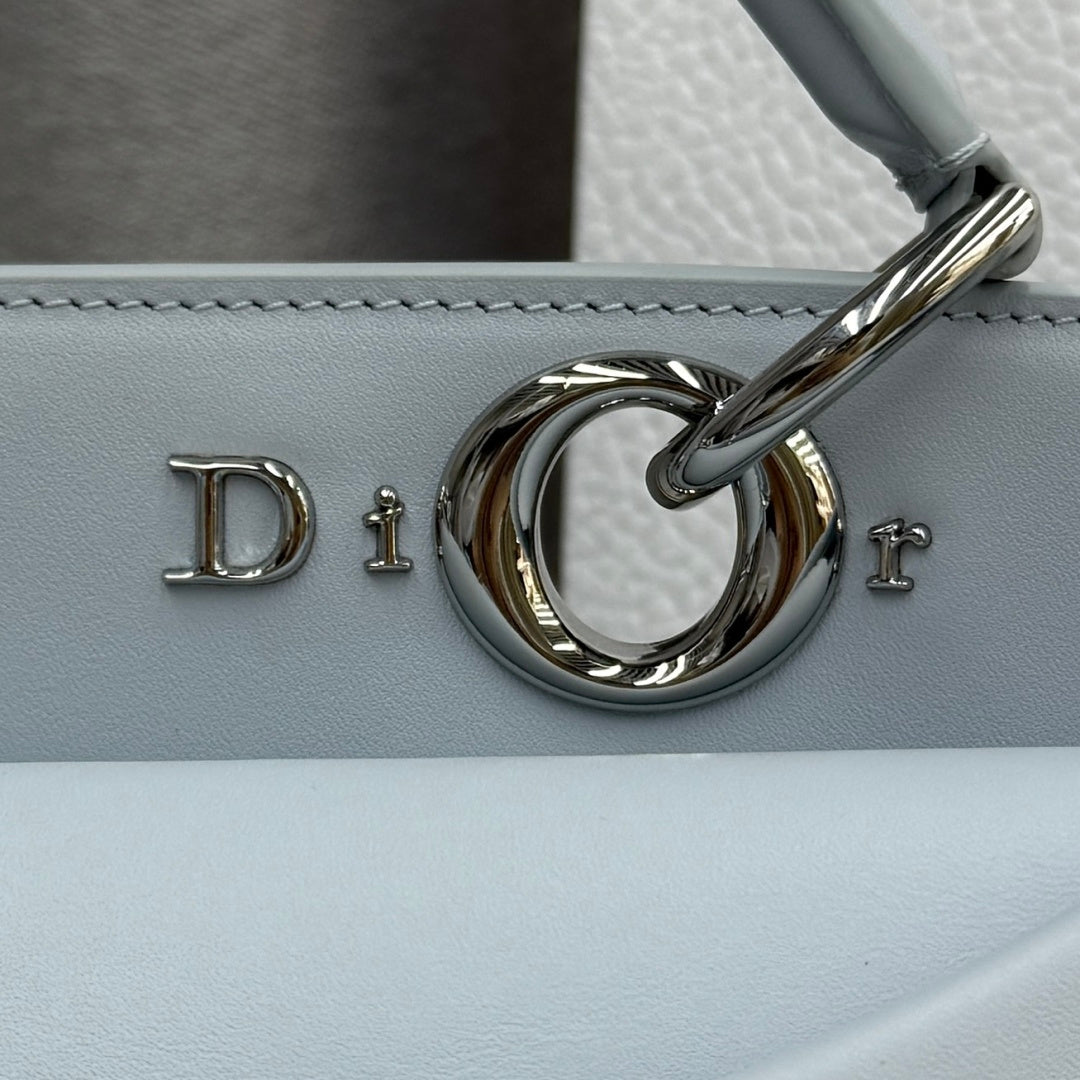 Dior 2026 Spring/Summer Bow Handbag — Ice Blue with Silver Hardware