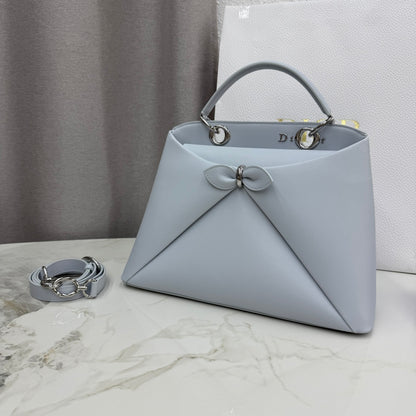 Dior 2026 Spring/Summer Bow Handbag — Ice Blue with Silver Hardware