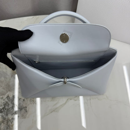 Dior 2026 Spring/Summer Bow Handbag — Ice Blue with Silver Hardware