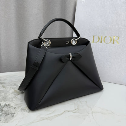 Dior 2026 Spring/Summer Bow Handbag — Black with Silver Hardware