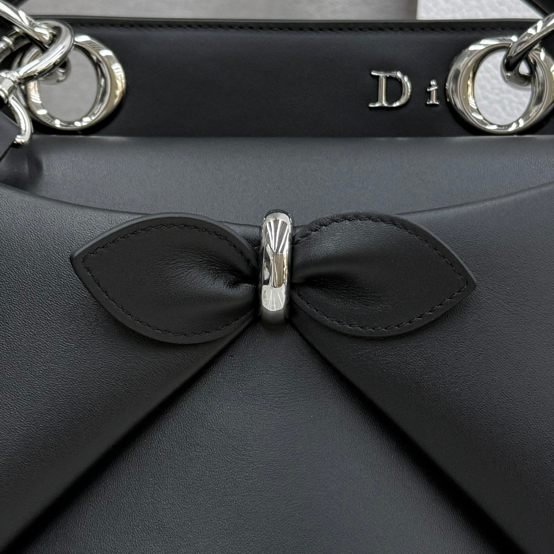 Dior 2026 Spring/Summer Bow Handbag — Black with Silver Hardware