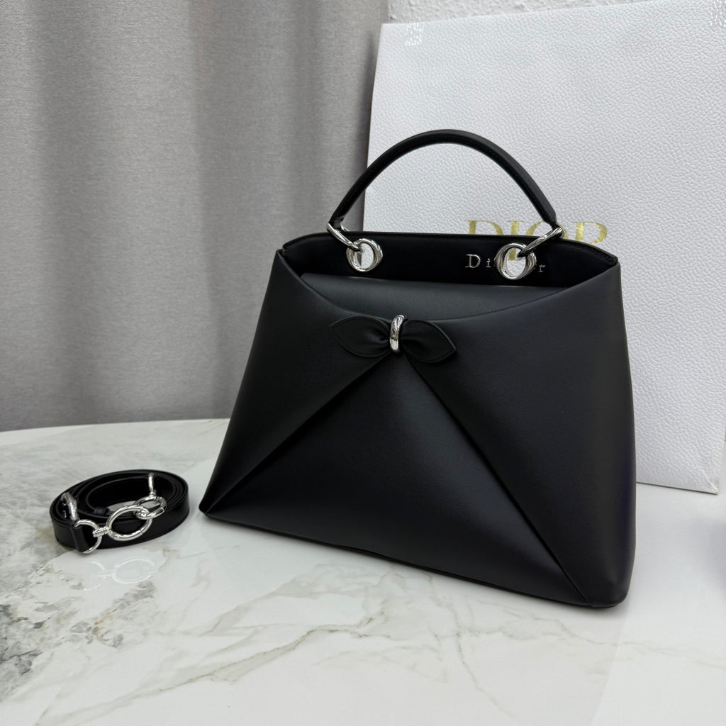 Dior 2026 Spring/Summer Bow Handbag — Black with Silver Hardware