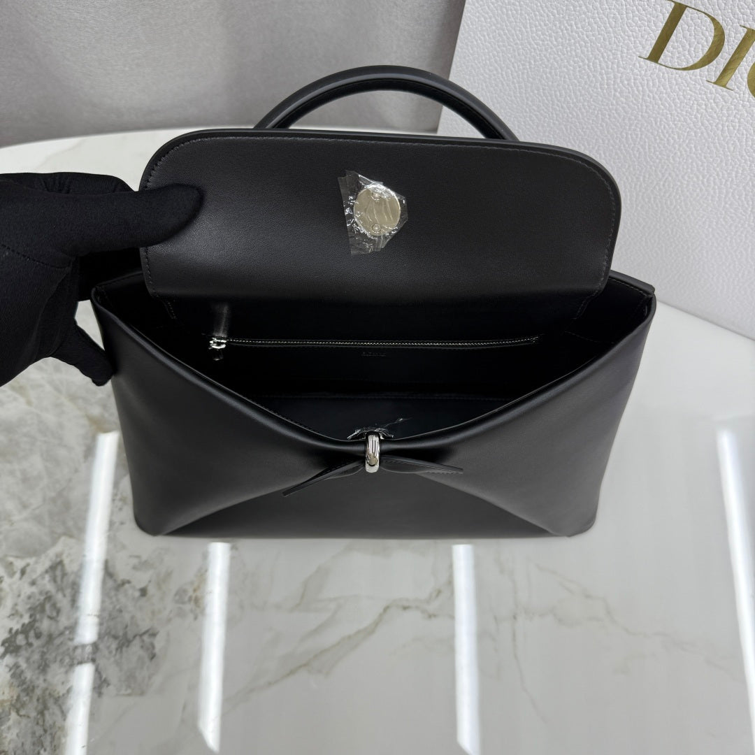 Dior 2026 Spring/Summer Bow Handbag — Black with Silver Hardware