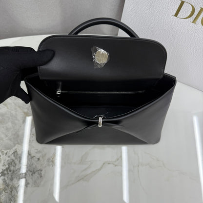 Dior 2026 Spring/Summer Bow Handbag — Black with Silver Hardware