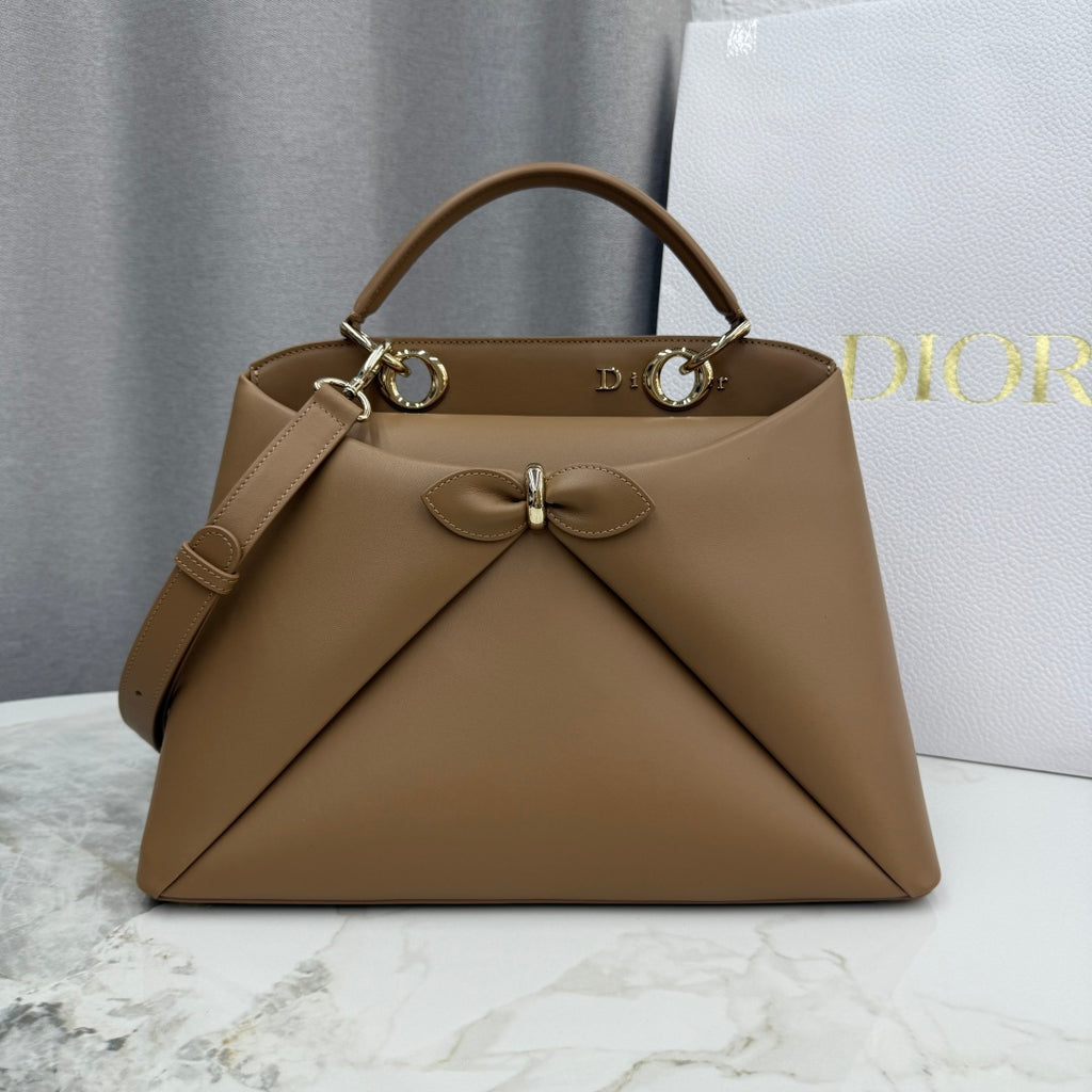 Dior 2026 Spring/Summer Bow Handbag — Caramel with Gold Hardware