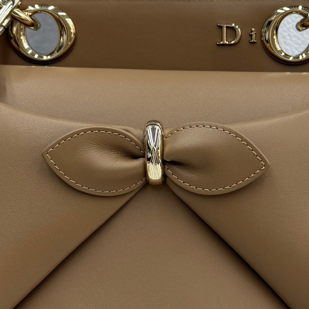 Dior 2026 Spring/Summer Bow Handbag — Caramel with Gold Hardware