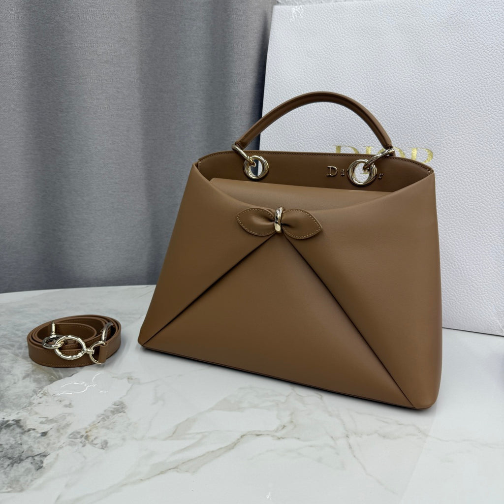 Dior 2026 Spring/Summer Bow Handbag — Caramel with Gold Hardware