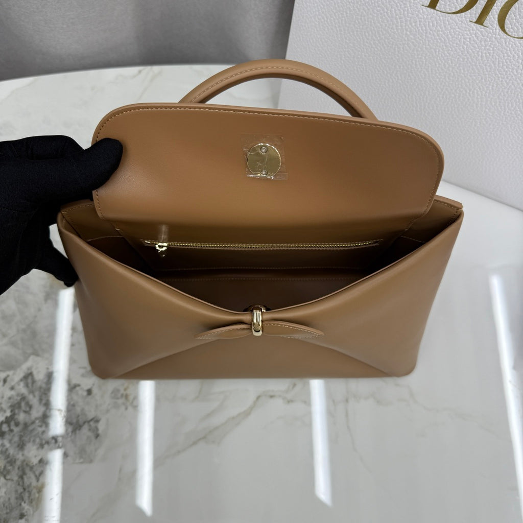 Dior 2026 Spring/Summer Bow Handbag — Caramel with Gold Hardware