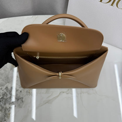 Dior 2026 Spring/Summer Bow Handbag — Caramel with Gold Hardware