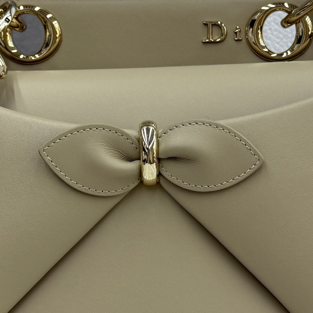 Dior 2026 Spring/Summer Bow Handbag — Apricot with Gold Hardware