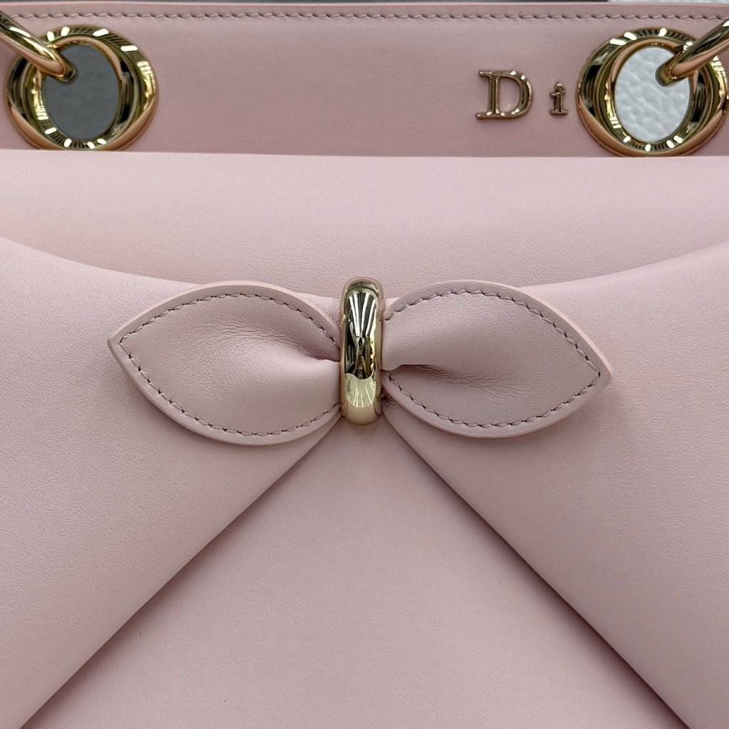 Dior 2026 Spring/Summer Bow Handbag — Blush Pink with Gold Hardware