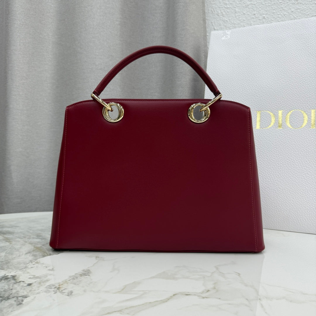 Dior 2026 Spring/Summer Bow Handbag — Burgundy with Gold Hardware