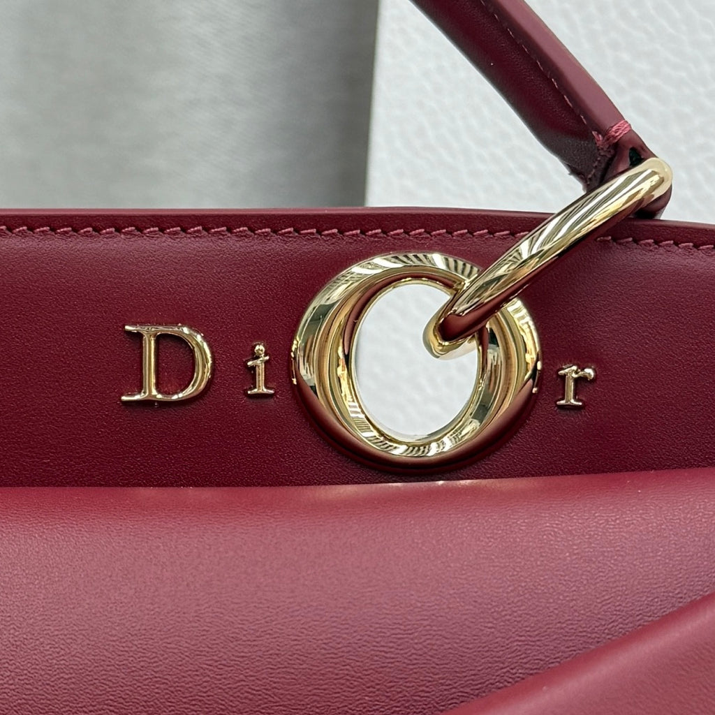 Dior 2026 Spring/Summer Bow Handbag — Burgundy with Gold Hardware