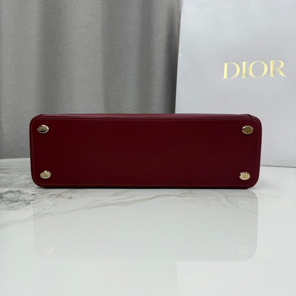 Dior 2026 Spring/Summer Bow Handbag — Burgundy with Gold Hardware