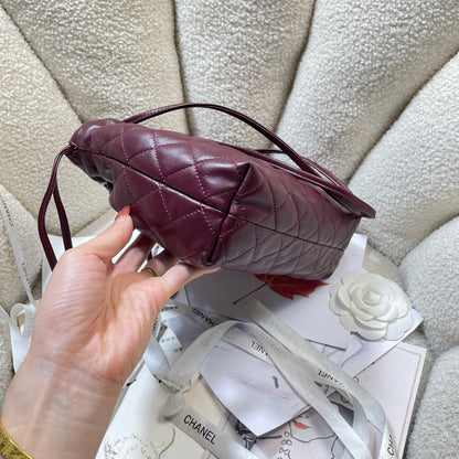 Chanel 25 Small Hobo Bag Burgundy & Gold