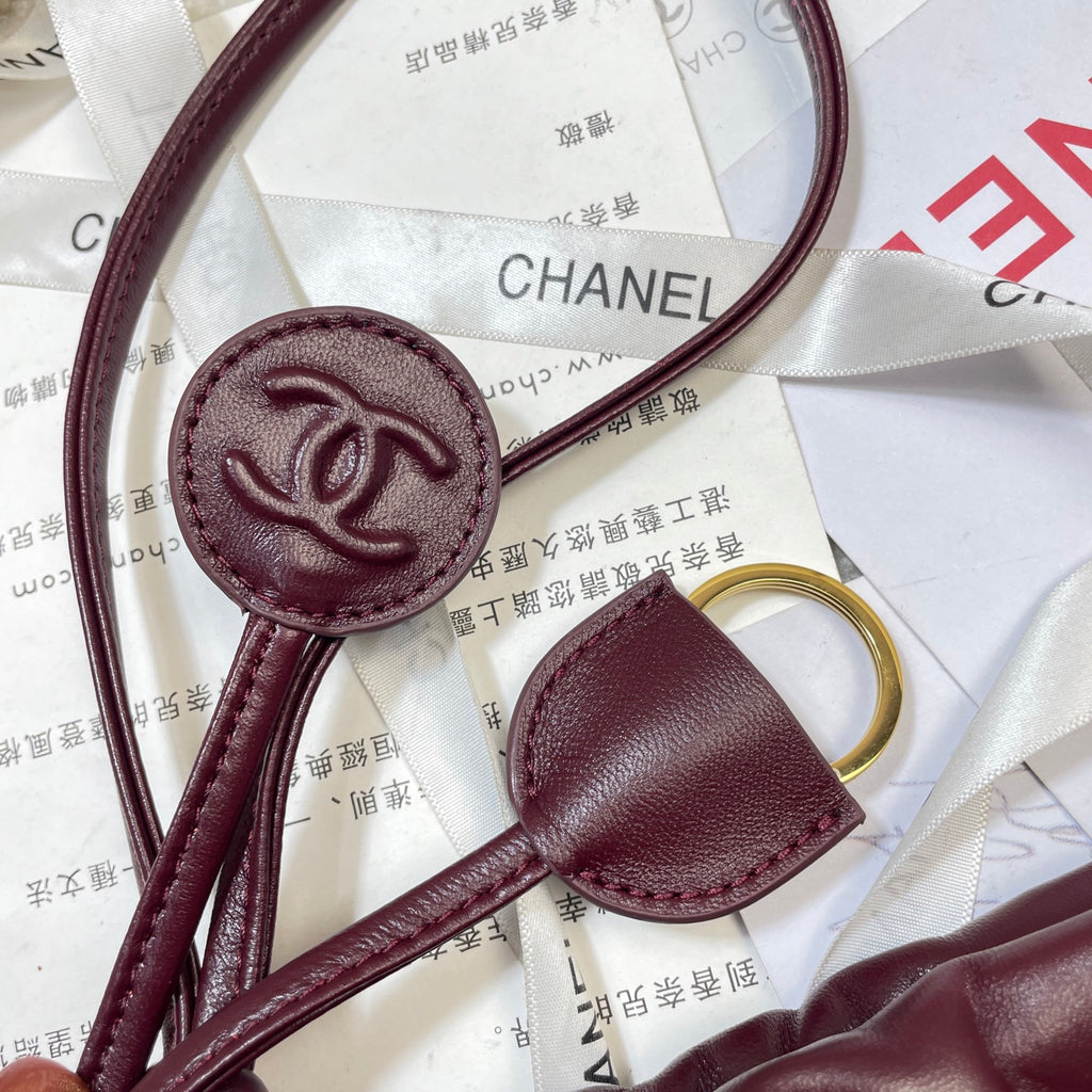 Chanel 25 Small Hobo Bag Burgundy & Gold