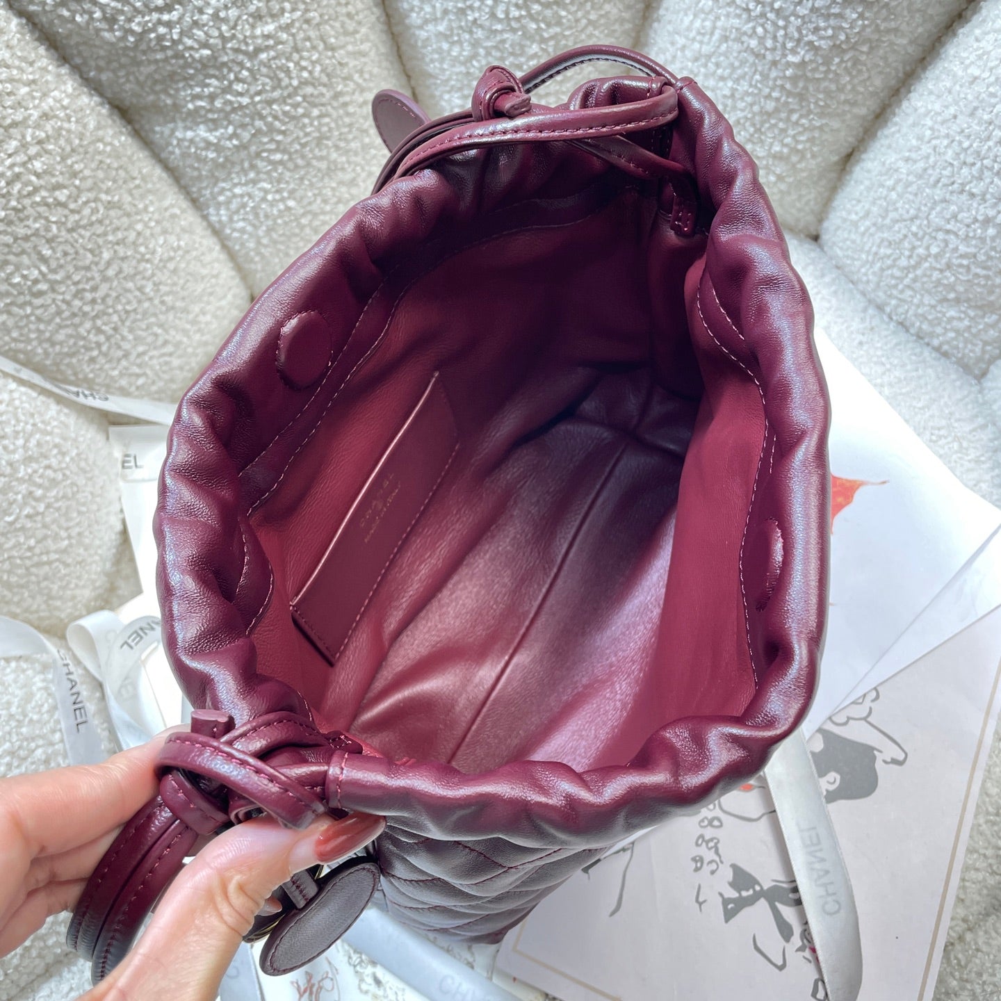 Chanel 25 Small Hobo Bag Burgundy & Gold