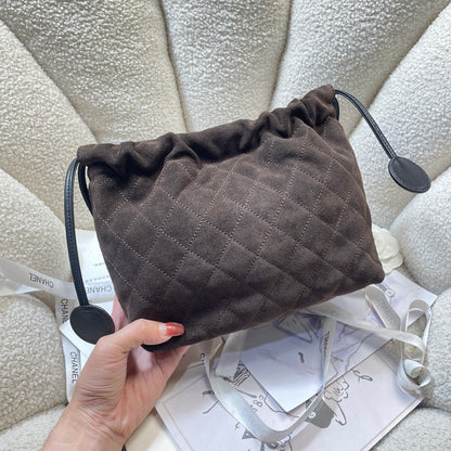 Chanel 25 Small Hobo Bag Dark Brown Suede & Gold