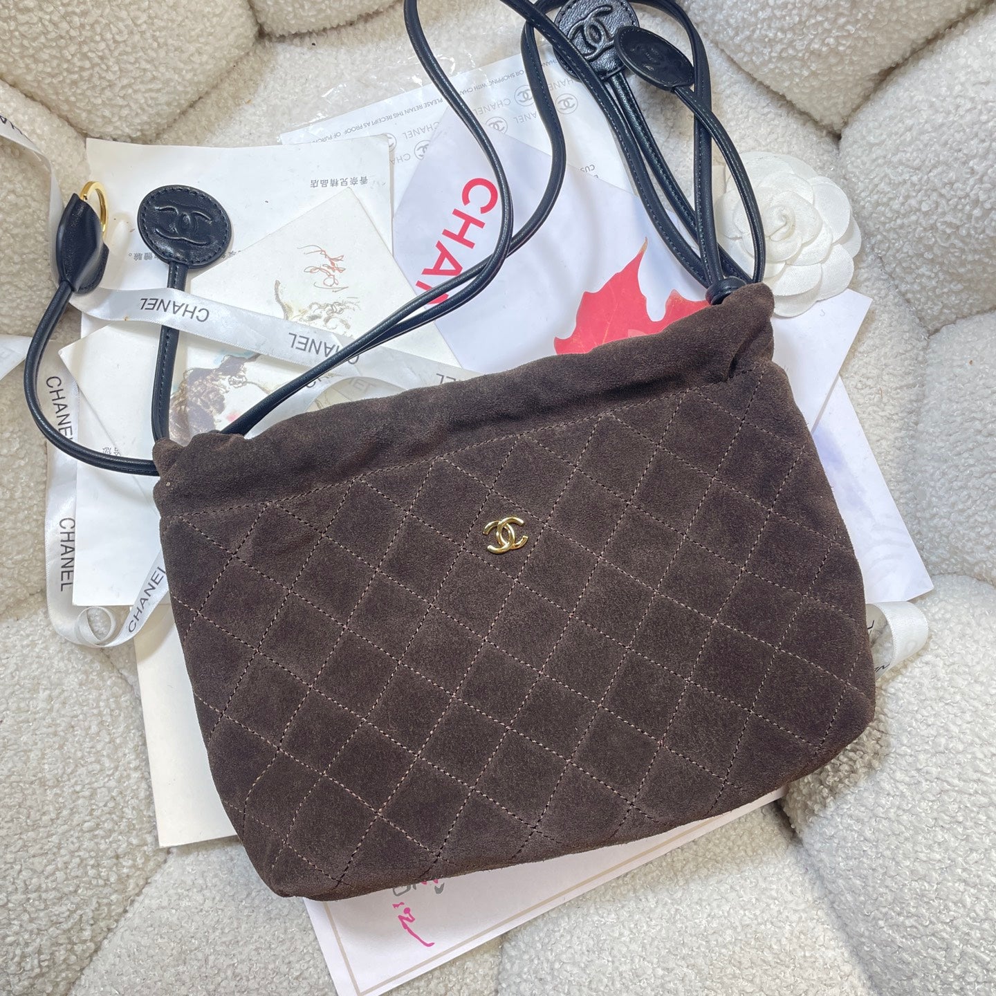 Chanel 25 Small Hobo Bag Dark Brown Suede & Gold