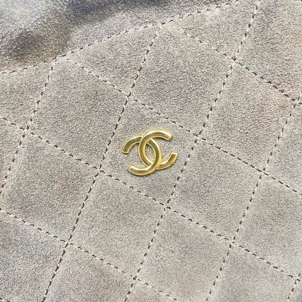 Chanel 25 Small Hobo Bag Dark Brown Suede & Gold