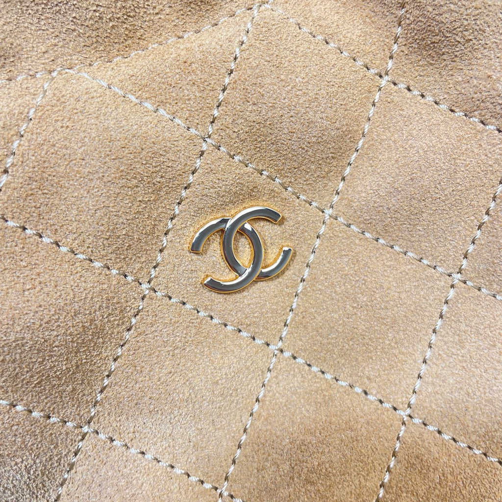Chanel 25 Small Hobo Bag Mustard Yellow Suede & Gold